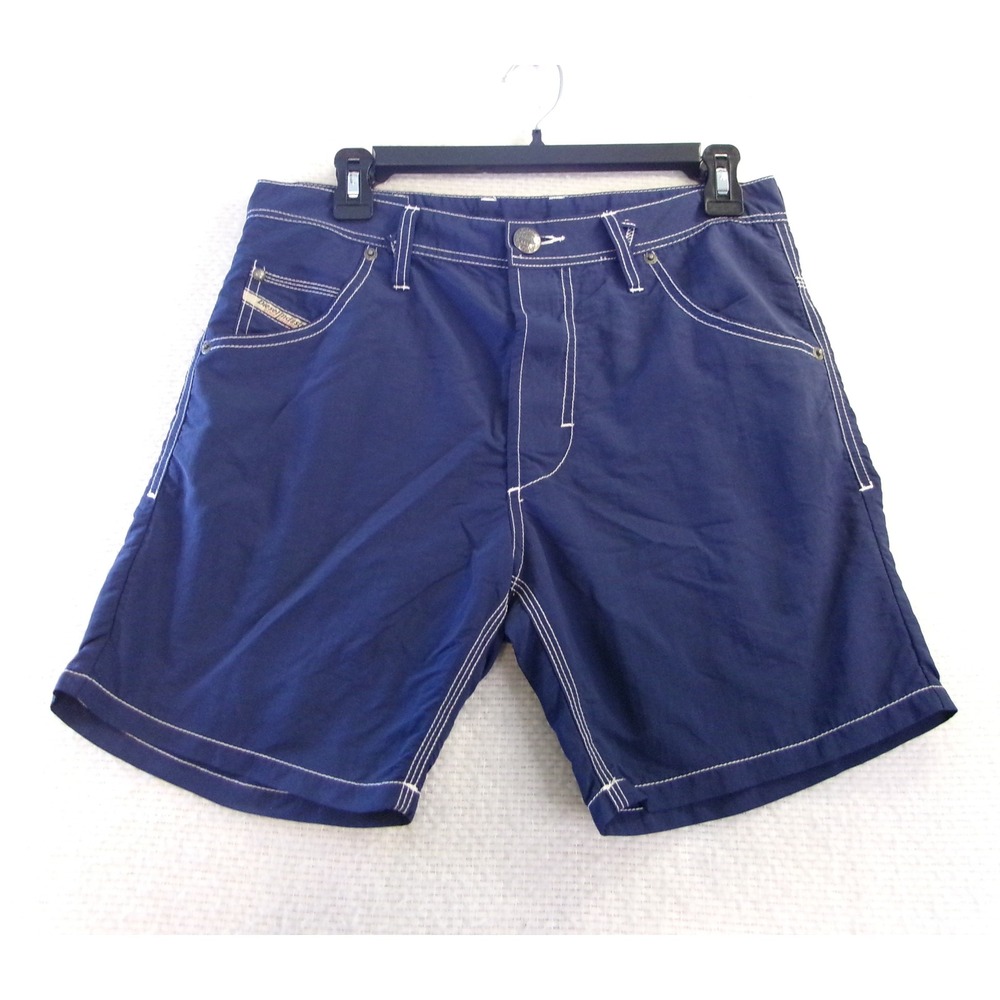 Diesel Mens 28 Board Shorts Navy Blue Contrast Stitch Nylon Beachwear